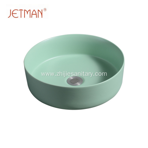 Round green color sink art basin ceramic